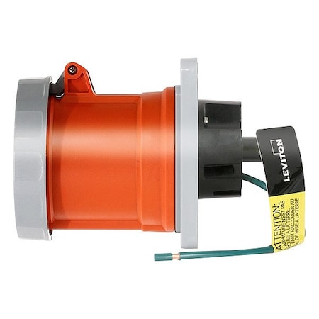 Pin & Sleeve Receptacle, 60 A, 125/250V AC, Three Phase, 3 Pole, IEC Grounding, Orange MPN:460R12WLEV