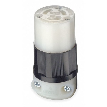 Locking Connector, L5-15R, 15 A, 125V AC, Single Phase, 2 Pole, Screw Terminals, Black, White MPN:4729-C