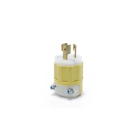 Locking Plug, L7-15P, 15 A, 277V AC, Single Phase, 2 Pole, Screw Terminals, White, Yellow MPN:4770-CY
