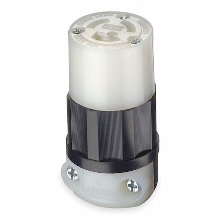 Locking Connector, L7-15R, 15 A, 277V AC, Single Phase, 2 Pole, Screw Terminals, Black, White MPN:4779-C