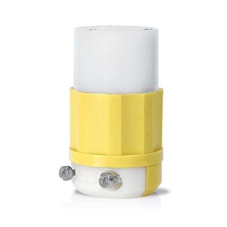 Locking Connector, L7-15R, 15 A, 277V AC, Single Phase, 2 Pole, Screw Terminals, White, Yellow MPN:4779-CY