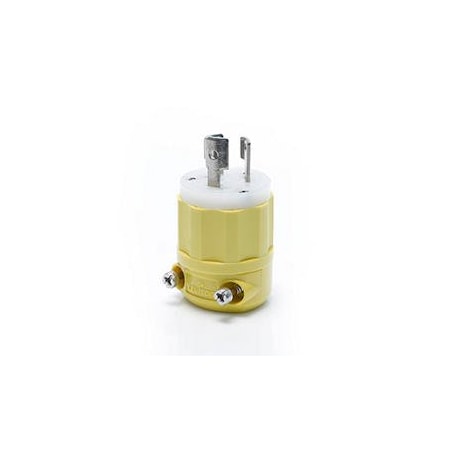 Locking Plug, L5-15P, 15 A, 125V AC, 2 Pole, Screw Terminals, White, Yellow MPN:47CM-20C