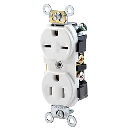 Straight Blade Receptacle, 5-15R, 6-15R, 15 A, 125V AC, 2 Pole, 3 Wire, Flush Mount, Self-Grounded MPN:5031-W
