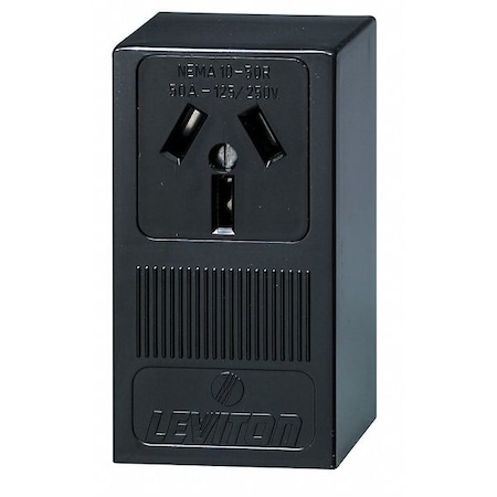 Straight Blade Receptacle, 10-50R, 50 A, 125/250V AC, 3 Pole, 3 Wire, Surface Mount, Non-Grounded MPN:5050-P00