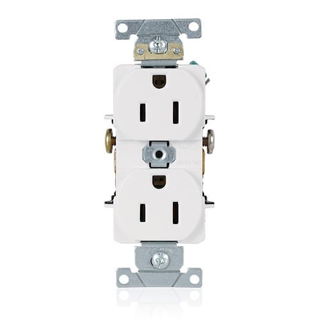 Duplex Straight Blade Receptacle, 5-15R, 15 A, 125V AC, 2 Pole, 3 Wire, Flush Mount, Grounded MPN:5242