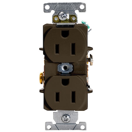 Straight Blade Receptacle, 5-15R, 15 A, 125V AC, 2 Pole, 3 Wire, Flush Mount, Grounded MPN:5252