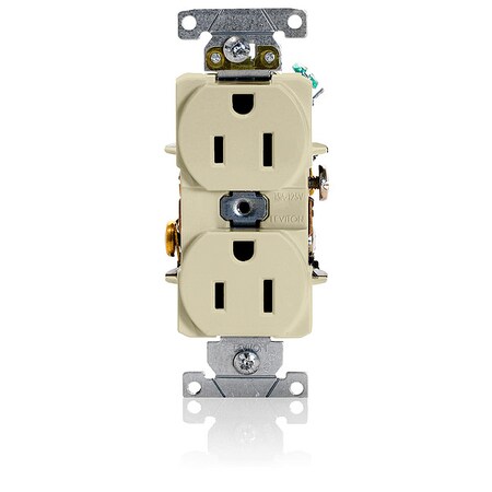 Straight Blade Receptacle, 5-15R, 15 A, 125V AC, 2 Pole, 3 Wire, Flush Mount, Grounded MPN:5252-I