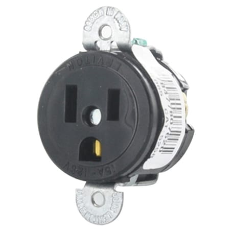 Straight Blade Receptacle, 5-15R, 15 A, 125V AC, 2 Pole, 3 Wire, Flush Mount, Grounded MPN:5258-SS