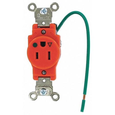 Straight Blade Receptacle, 5-15R, 15 A, 125V AC, 2 Pole, 3 Wire, Flush Mount, Isolated Ground MPN:5261-IG