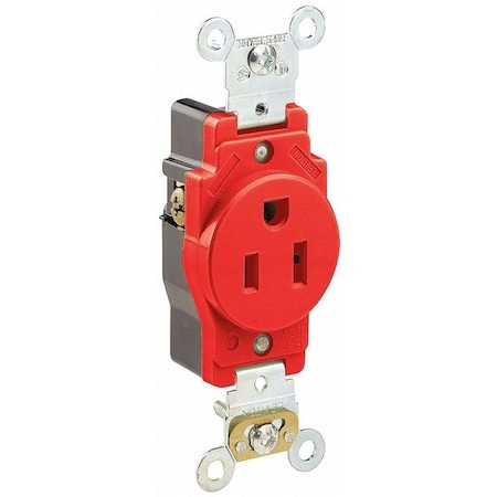 Straight Blade Receptacle, 5-15R, 15 A, 125V AC, 2 Pole, 3 Wire, Flush Mount, Self-Grounded MPN:5261-R