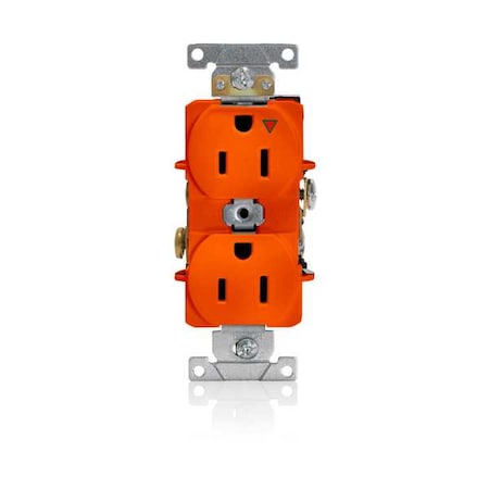 Straight Blade Receptacle, 5-15R, 15 A, 125V AC, 2 Pole, 3 Wire, Flush Mount, Single, Orange MPN:5262-IG