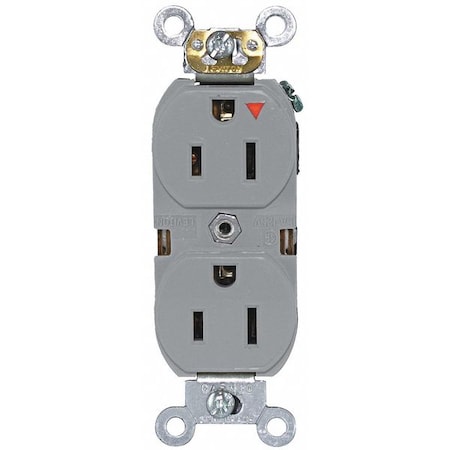 Straight Blade Receptacle, 5-15R, 15 A, 125V AC, 2 Pole, 3 Wire, Flush Mount, Isolated Ground MPN:5262-IGG