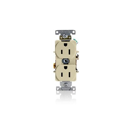 Duplex Straight Blade Receptacle, 5-15R, 15 A, 125V AC, 2 Pole, 3 Wire, Flush Mount, Grounded MPN:5262-SI