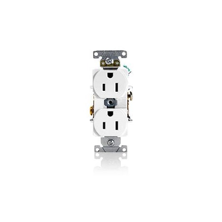 Duplex Straight Blade Receptacle, 5-15R, 15 A, 125V AC, 2 Pole, 3 Wire, Flush Mount, Grounded MPN:5262-SW