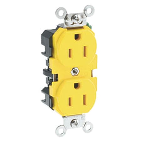 Straight Blade Receptacle, 5-15R, 15 A, 125V AC, 2 Pole, 3 Wire, Flush Mount, Single, Yellow MPN:52CM-62