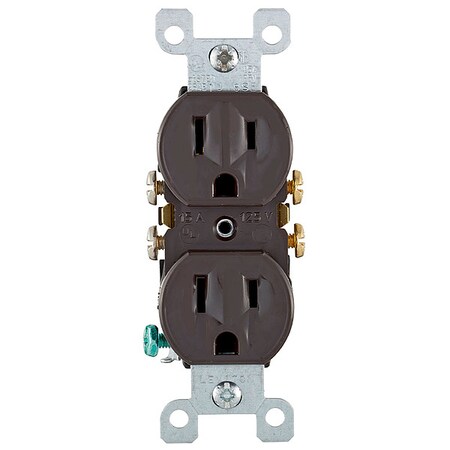 Straight Blade Receptacle, 5-15R, 15 A, 125V AC, 2 Pole, 3 Wire, Flush Mount, Grounded MPN:5320-CP
