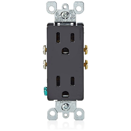 Straight Blade Receptacle, 5-15R, 15 A, 125V AC, 2 Pole, 3 Wire, Flush Mount, Grounded MPN:5325-E
