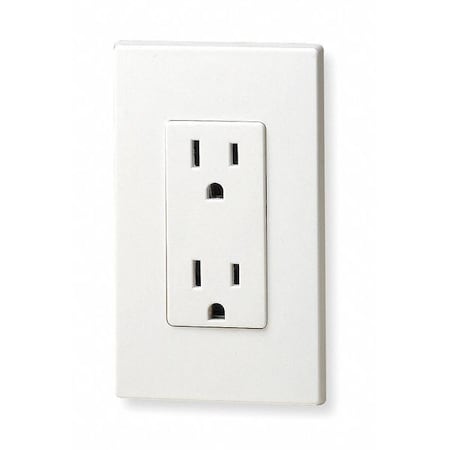 Straight Blade Receptacle, 5-15R, 15 A, 125V AC, 2 Pole, 3 Wire, Flush Mount, Single, White MPN:5325-W