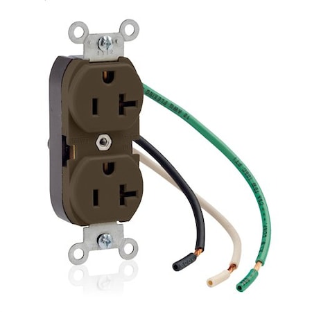 Duplex Straight Blade Receptacle, 5-20R, 20 A, 125V AC, 2 Pole, 3 Wire, Flush Mount, Grounded MPN:5340