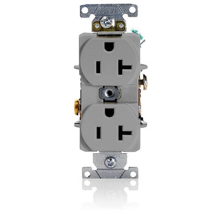 Straight Blade Receptacle, 5-20R, 20 A, 125V AC, 2 Pole, 3 Wire, Flush Mount, Self-Grounded MPN:5352-GY