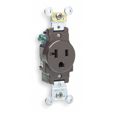 Straight Blade Receptacle, 5-20R, 20 A, 125V AC, 2 Pole, 3 Wire, Flush Mount, Single, Brown MPN:5361