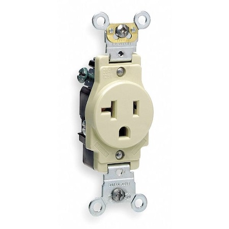 Straight Blade Receptacle, 5-20R, 20 A, 125V AC, 2 Pole, 3 Wire, Flush Mount, Single, Ivory MPN:5361-I