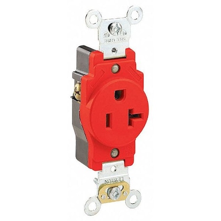 Straight Blade Receptacle, 5-20R, 20 A, 125V AC, 2 Pole, 3 Wire, Flush Mount, Single, Red MPN:5361-R