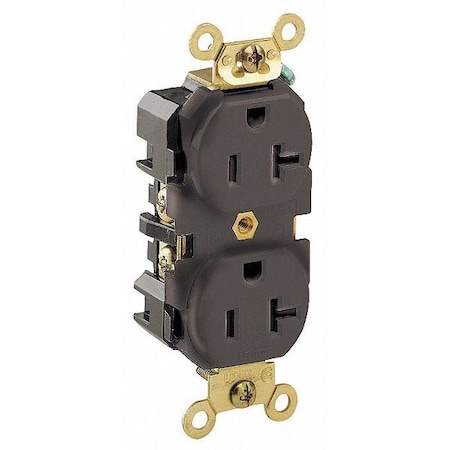 Straight Blade Receptacle, 5-20R, 20 A, 125V AC, 2 Pole, 3 Wire, Flush Mount, Single, Brown MPN:5362