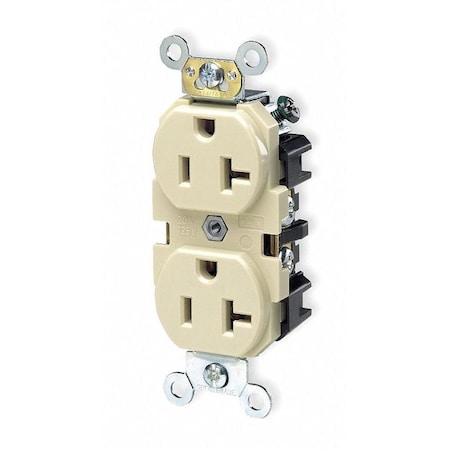 Straight Blade Receptacle, 5-20R, 20 A, 125V AC, 2 Pole, 3 Wire, Flush Mount, Single, Ivory MPN:5362-I