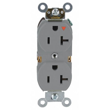 Straight Blade Receptacle, 5-20R, 20 A, 125V AC, 2 Pole, 3 Wire, Flush Mount, Single, Gray MPN:5362-IGG
