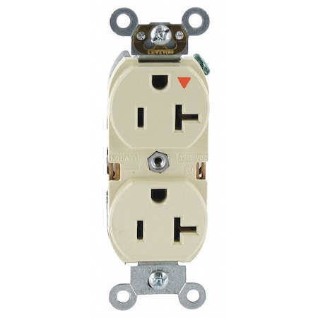 Straight Blade Receptacle, 5-20R, 20 A, 125V AC, 2 Pole, 3 Wire, Flush Mount, Single, Ivory MPN:5362-IGI