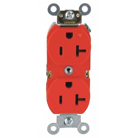 Straight Blade Receptacle, 5-20R, 20 A, 125V AC, 2 Pole, 3 Wire, Flush Mount, Single, Red MPN:5362-IGR