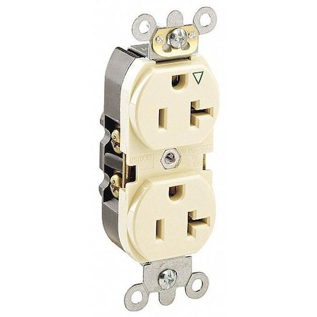 Straight Blade Receptacle, 5-20R, 20 A, 125V AC, 2 Pole, 3 Wire, Flush Mount, Single, Light Almond MPN:5362-IGT