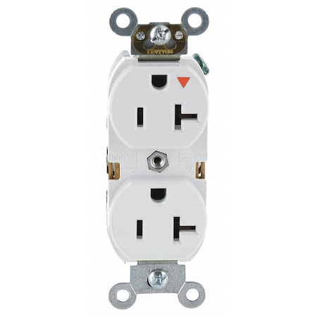 Straight Blade Receptacle, 5-20R, 20 A, 125V AC, 2 Pole, 3 Wire, Flush Mount, Single, White MPN:5362-IGW