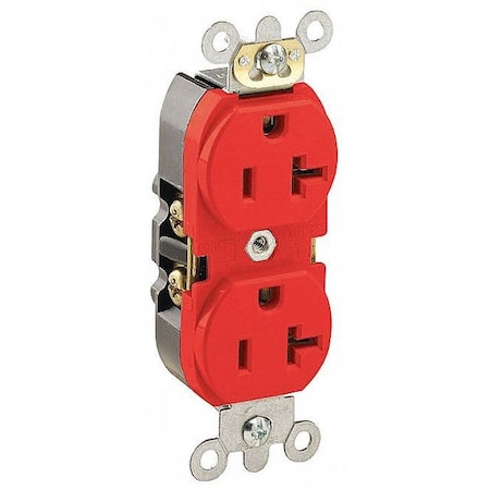 Straight Blade Receptacle, 5-20R, 20 A, 125V AC, 2 Pole, 3 Wire, Flush Mount, Single, Red MPN:5362-R