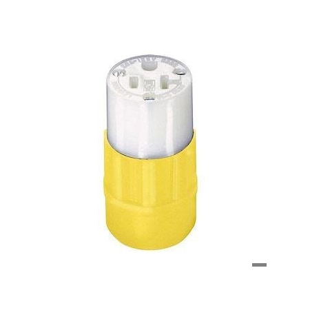 Straight Blade Connector, 5-20R, 20 A, 125V AC, 2 Pole, 3 Wire, Screw Terminals, White, Yellow MPN:5369-CY