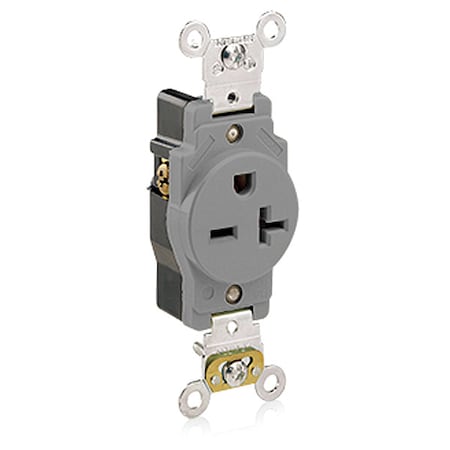 Straight Blade Receptacle, 6-20R, 20 A, 250V AC, 2 Pole, 3 Wire, Flush Mount, Self-Grounded MPN:5461-GY