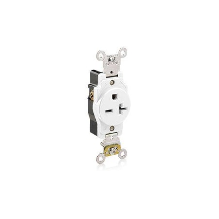 Straight Blade Receptacle, 6-20R, 20 A, 250V AC, 2 Pole, 3 Wire, Flush Mount, Grounded MPN:5461-W