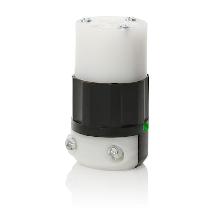 Straight Blade Connector, 6-20R, 20 A, 250V AC, 2 Pole, 3 Wire, Screw Terminals, Black, White MPN:5469-PLC