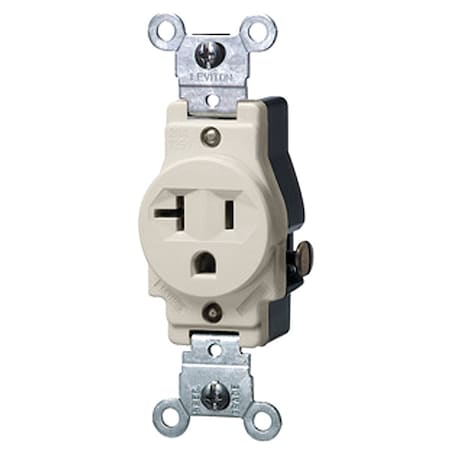 Straight Blade Receptacle, 5-20R, 20 A, 125V AC, 2 Pole, 3 Wire, Flush Mount, Grounded MPN:5801-T