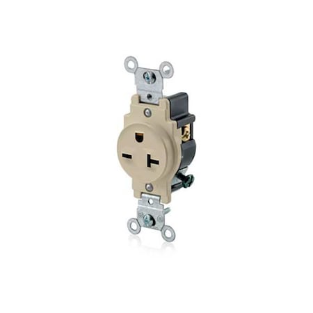 Straight Blade Receptacle, 6-20R, 20 A, 250V AC, 2 Pole, 3 Wire, Flush Mount, Grounded MPN:5821-I