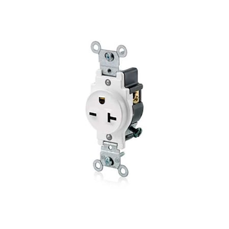Straight Blade Receptacle, 6-20R, 20 A, 250V AC, 2 Pole, 3 Wire, Flush Mount, Grounded MPN:5821-W