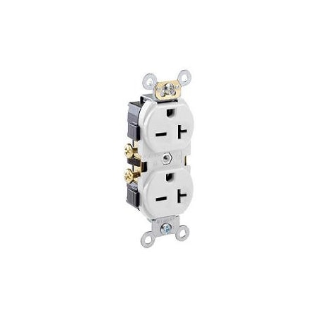 Duplex Straight Blade Receptacle, 6-20R, 20 A, 250V AC, 2 Pole, 3 Wire, Flush Mount, Grounded MPN:5822-W