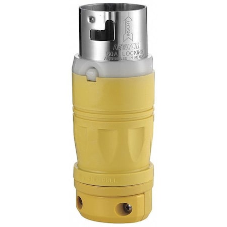 Locking Plug, Non-NEMA, 50 A, 125/250V AC, Single Phase, 3 Pole, Screw Terminals, White, Yellow MPN:6365CR
