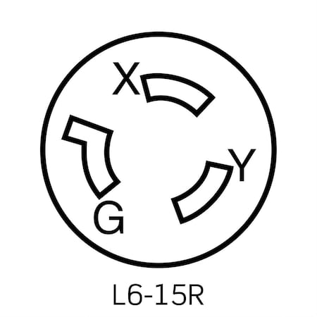 Watertight Locking Receptacle, L6-15R, 15 A, 250V AC, Single Phase, 2 Pole, Flush Mount, Yellow MPN:65W49