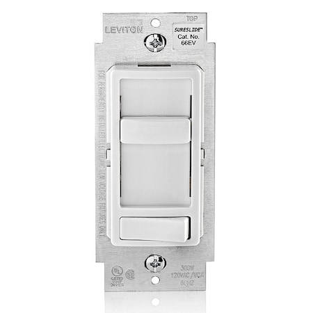 Dimmer, 1-Pole/3-Way, 120VAC, White, ELV MPN:66EV-10W