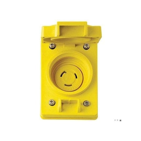 Watertight Locking Receptacle, L5-20R, 20 A, 125V AC, Single Phase, 2 Pole, Flush Mount, Yellow MPN:67W47