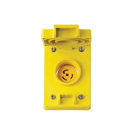 Watertight Locking Receptacle, L6-20R, 20 A, 250V AC, Single Phase, 2 Pole, Flush Mount, Yellow MPN:67W48