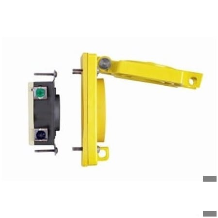 Watertight Locking Receptacle, L16-20R, 20 A, 480V AC, Three Phase, 3 Pole, Flush Mount, Yellow MPN:67W76
