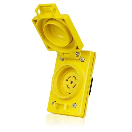 Locking Receptacle, L21-20R, 20 A, Three Phase, 4 Pole, Flush Mount, Screw Terminals, Yellow MPN:67W81